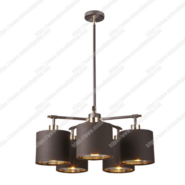 Balance 5 Light Chandelier &#8211; Brown and Polished Brass