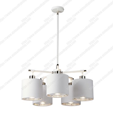 Balance 5 Light Chandelier &#8211; White and Polished Nickel