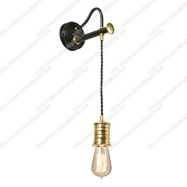 Douille 1 Light Wall Light &#8211; Black/Polished Brass