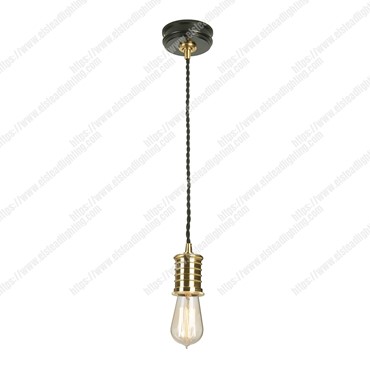 Douille 1 Light Pendant &#8211; Black/Polished Brass