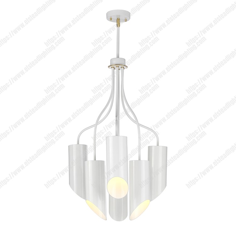 Quinto 6 Light Chandelier - White Aged Brass