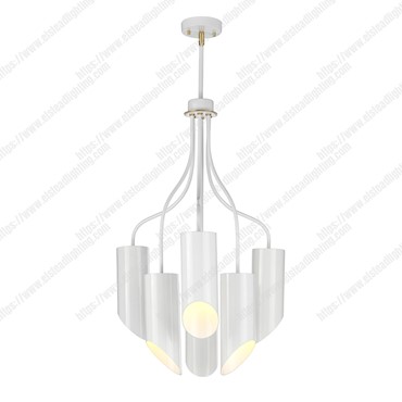 Quinto 6 Light Chandelier &#8211; White Aged Brass