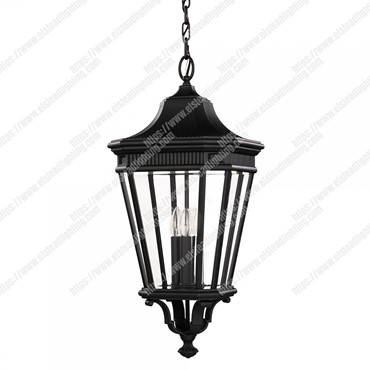 Cotswold Lane 3 Light Large Chain Lantern &#8211; Black