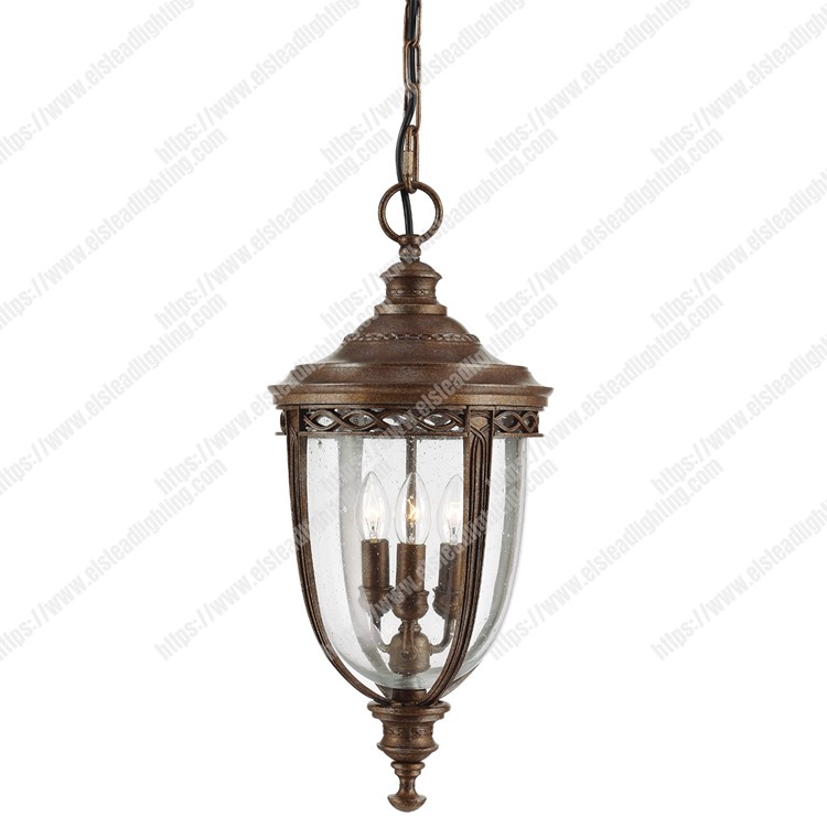 English Bridle 3 Light Large Chain Lantern - British Bronze