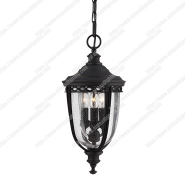 English Bridle 3 Light Medium Chain Lantern &#8211; Black