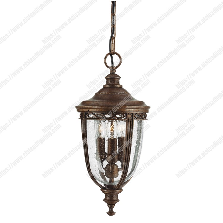 English Bridle 3 Light Medium Chain Lantern - British Bronze