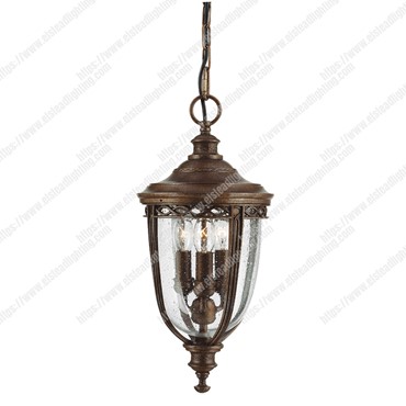 English Bridle 3 Light Medium Chain Lantern &#8211; British Bronze