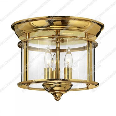 Gentry 3 Light Flush Mount &#8211; Polished Brass
