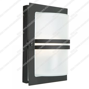 Basel 1 Light Wall Lantern &#8211; Black With Frosted Glass