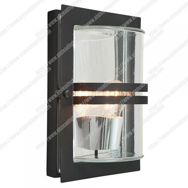 Basel 1 Light Wall Lantern &#8211; Black With Clear Glass