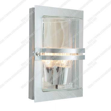 Basel 1 Light Wall Lantern &#8211; Galvanised With Clear Glass