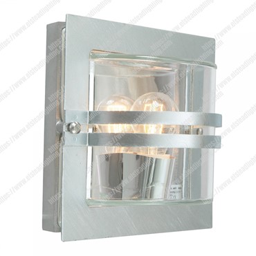 Bern 1 Light Wall Lantern &#8211; Galvanised With Frosted Glass