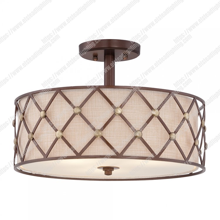 Brown Lattice 3 Light Semi-Flush