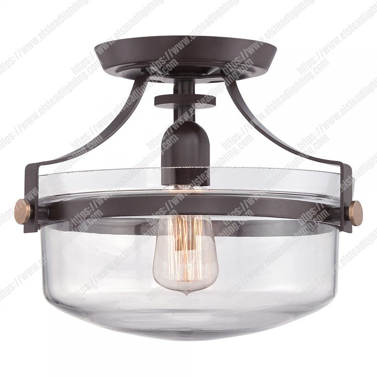 Penn Station 1 Light Semi Flush - Western Bronze