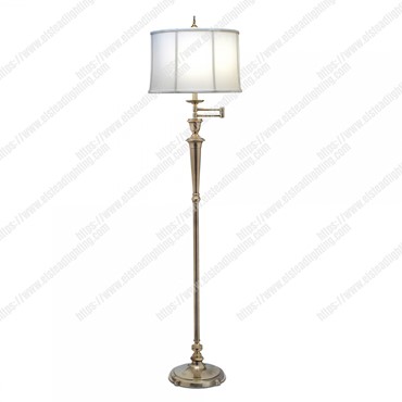 Arlington 1 Light Swing Arm Floor Lamp &#8211; Burnished Brass